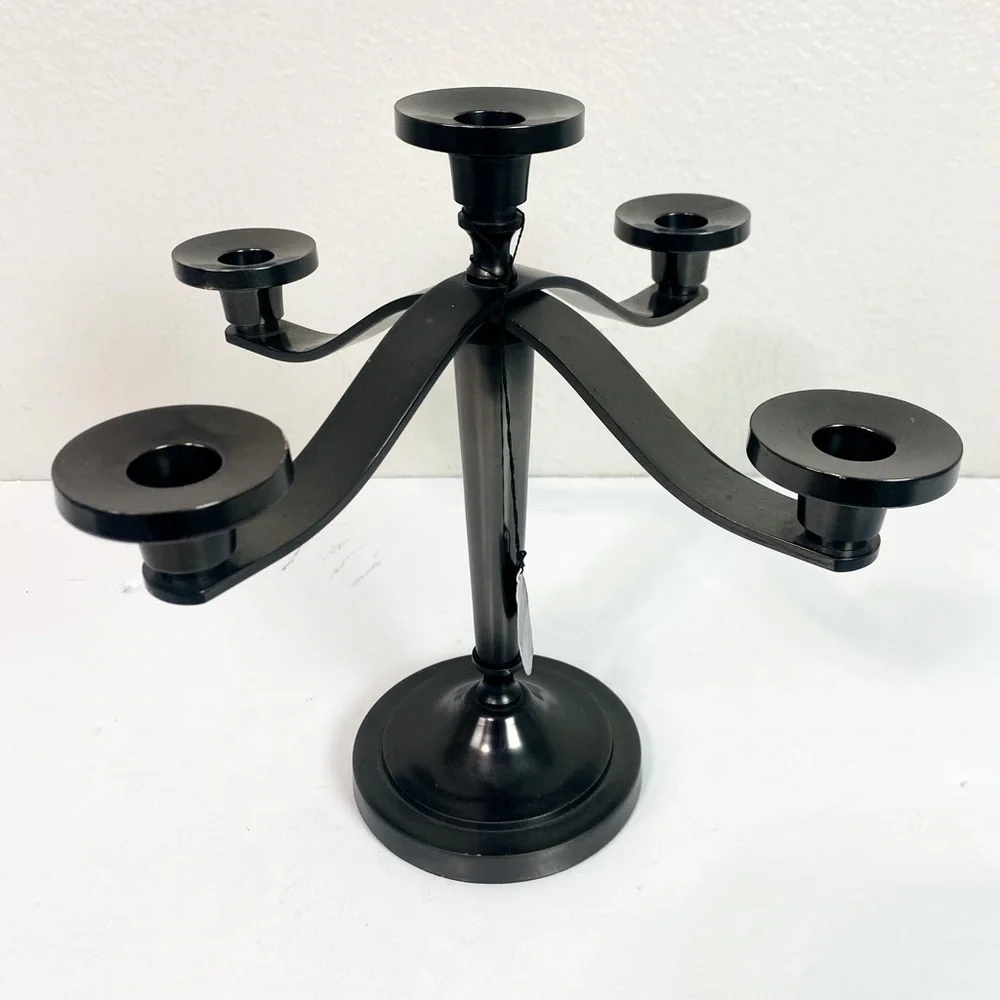 Restoration Hardware Black Five-Arm Metal Candle Holder